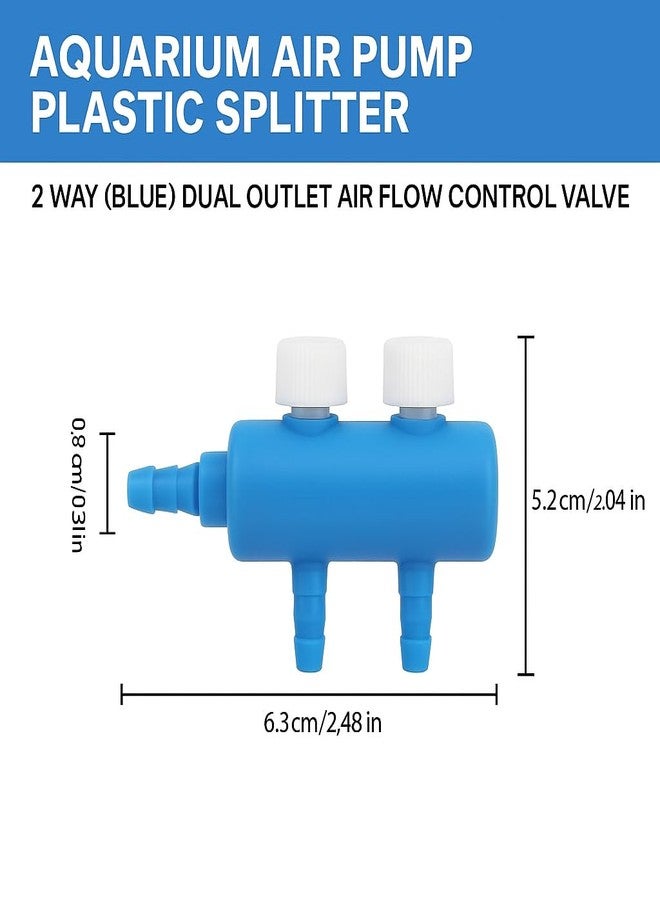VAYINATO® 2 Way Aquarium Air Pump Plastic Splitter (Blue) Dual Outlet Air Flow Control Valve | Durable Plastic Fish Tank Air Distributor Connector - Image 2